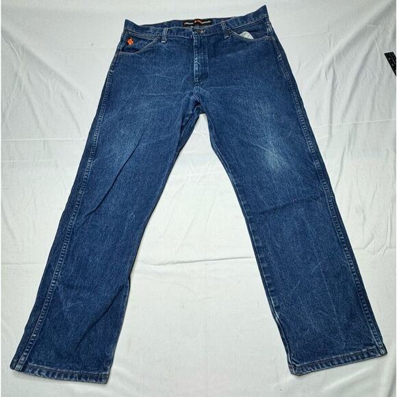 Wrangler FR 13 Original Men's Straight Leg Blue Denim Jeans - Size 36x29.5 - Picture 1 of 8